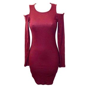 NEW 💫 Burgundy Wine Cold Shoulders Dress Small